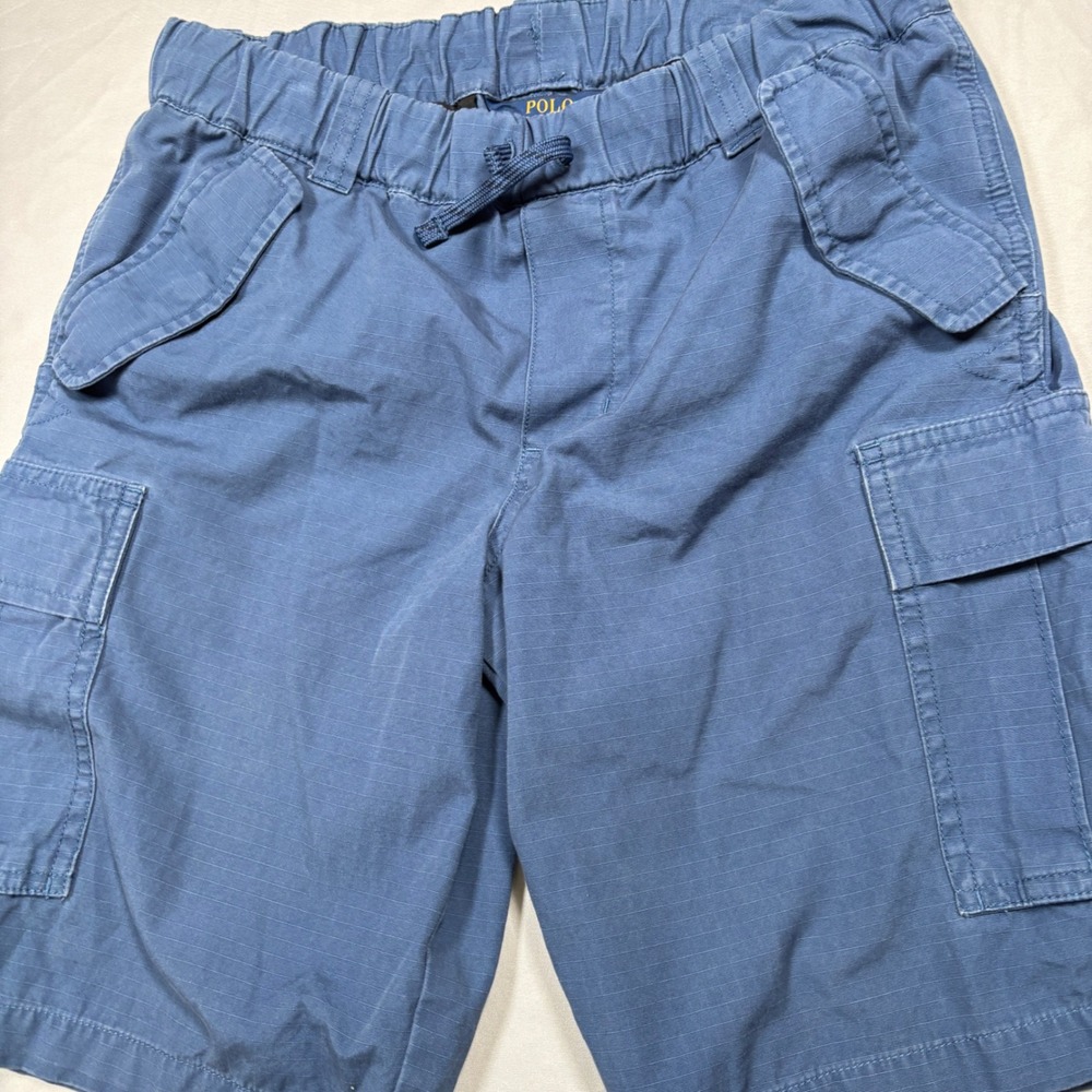 Polo Ralph Lauren Cargo‎ Shorts Boys 16 Blue Ripstop Elastic Waist Drawstring